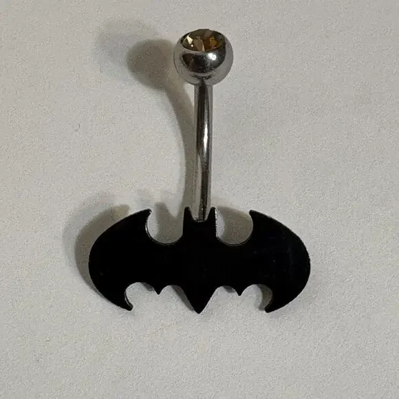 DC Comics Batman Logo 316L Stainless Steel 14G Body Jewelry Belly Navel Ring - Picture 6 of 6